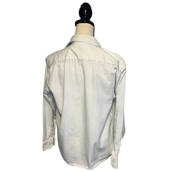 Infinity Fashions Open Front Jacket Womens Sz Small White Rhinestones w/ Pocket - Picture 5 of 7